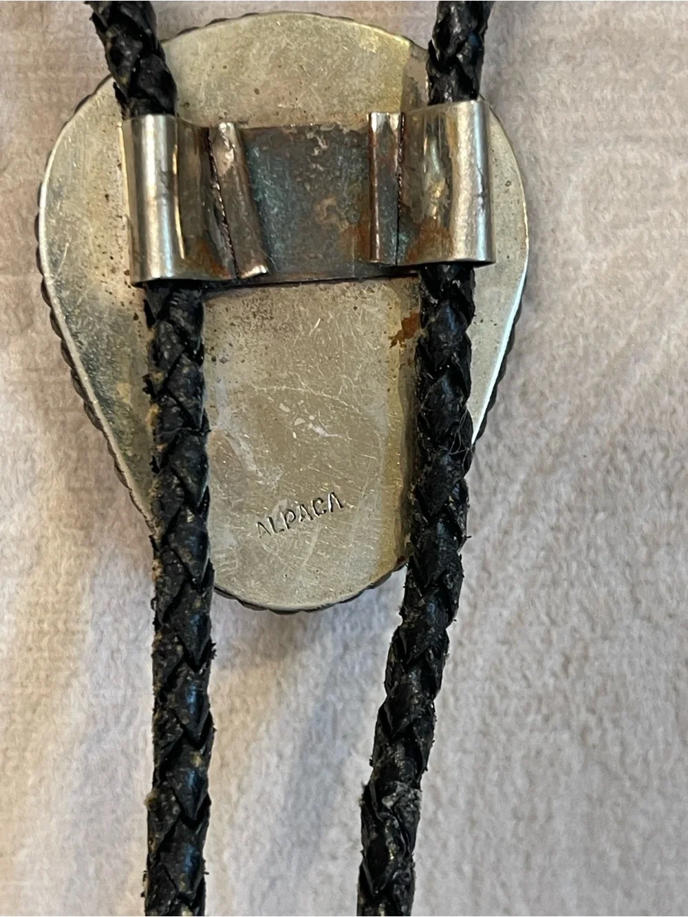 Turquoise Stone Bolo Tie with Braided Black Cord